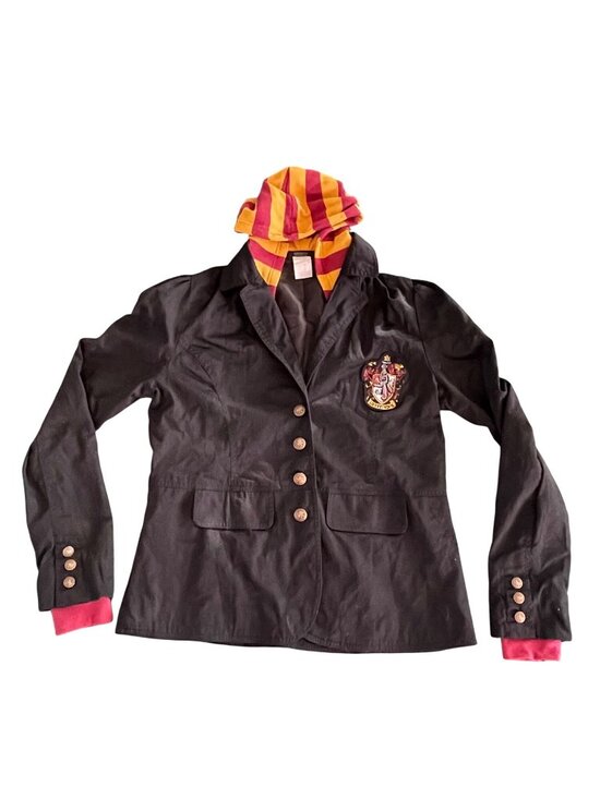 Harry Potter Jackets & Blazers - Harry Potter Gryffindor Womens Black Blazer With Striped Hood & Embroidered Cres